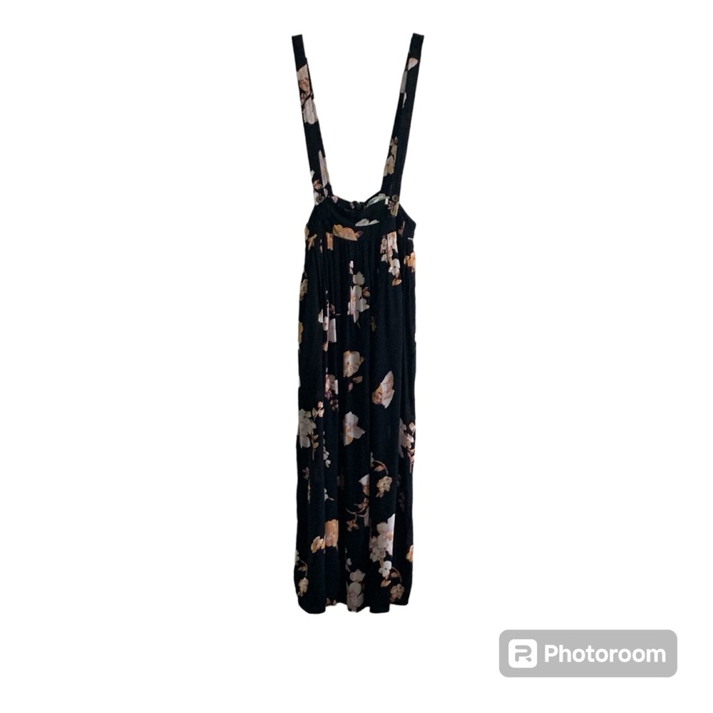 KIMCHI BLUE UO Pinafore Dress Floral Black XS/S Boho Y2K Casual Jumper Skirt